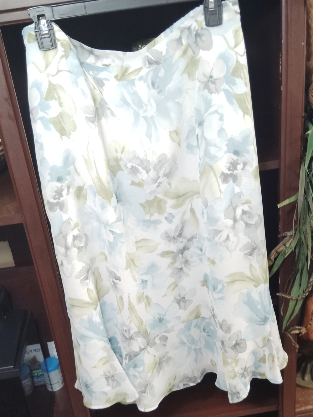Light Blue Floral A-Line Women's Skirt